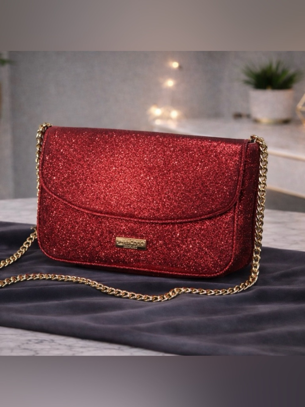 Jimmy Choo Beauty Red Glitter Evening Bag